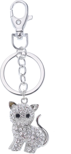 Silver Cat Keychain Pendant PINK