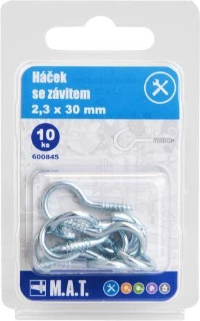 Screw hook 30 × 2.3 mm, galvanized (10 pcs)