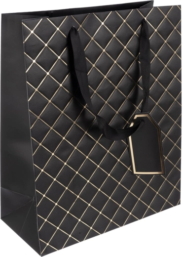 Gift Paper Bag Quilt Black 26 × 12 × 32 cm