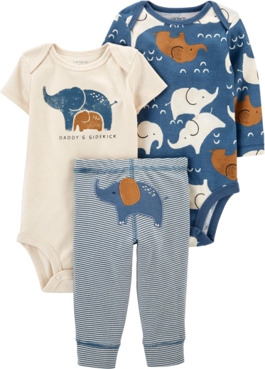 Carter’s three-piece set for boys Blue Elephant – long-sleeve and short-sleeve bodysuits with joggers