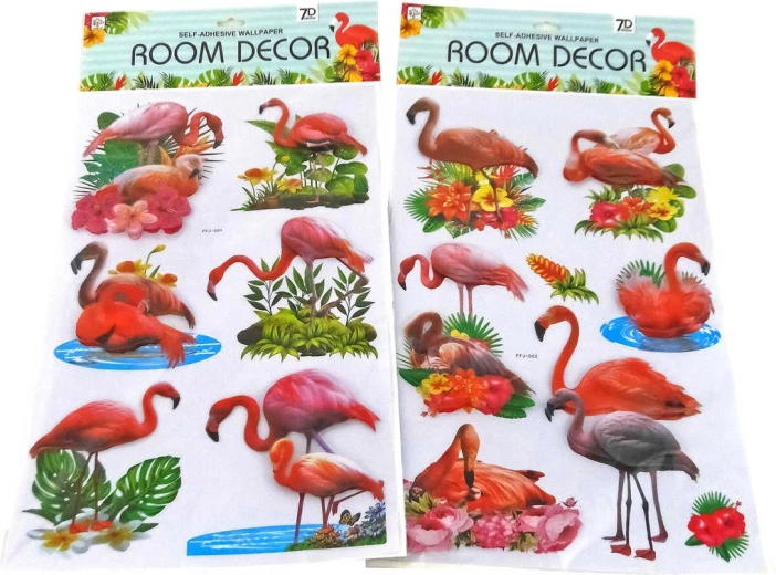 3D seinakleebised flamingodega - 1 komplekt