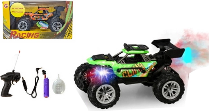 Remote-controlled off-road car with lights and smoke effect