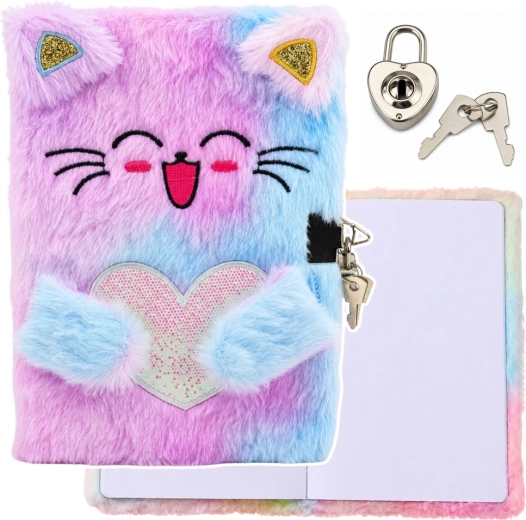 Plush diary with lock – kitten - 1 piece