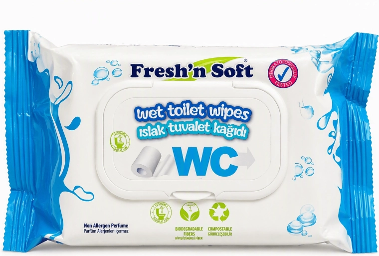 Fresh 'n soft moist toilet paper vegan 60 pcs