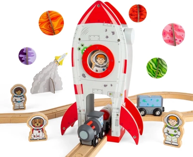 Bigjigs Rail kosmoserakett – puidust tunnel rongirajale