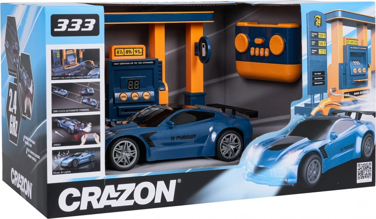 RC sports car with gas station