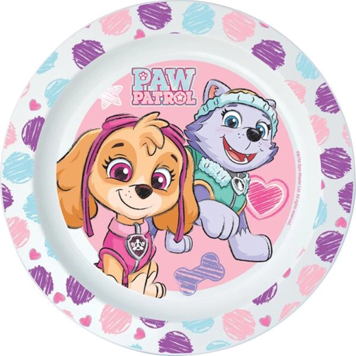 Plastic Plate Paw Patrol 22 cm Pink