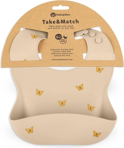 Petite&Mars silikoonist põll Take&Match sand butterflies 6m+