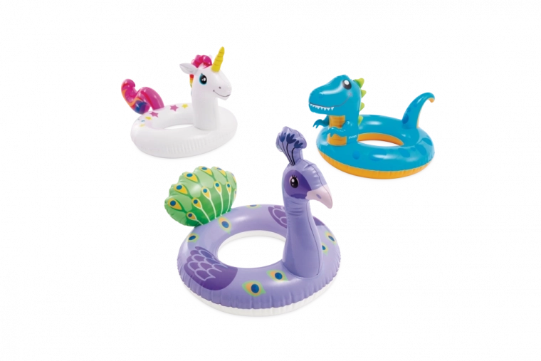 Laste täispuhutav ujumisrõngas loomakujuline 86 × 58 cm (laama, ükssarvik, dinosaurus)