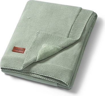 BabyOno baby blanket made of natural cotton with flannel lining, sage, 75 × 100 cm