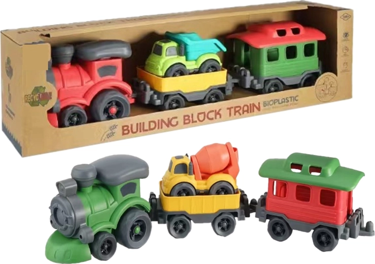 Bioplastic train with wagons and mixer, 47 cm