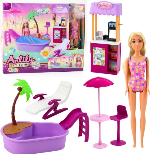 ANLILY Doll at the Beach with Pool and Drink Stand