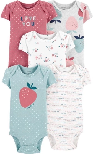 Carter’s tüdrukute lühikese varrukaga bodid Strawberry, 5 tk, suurus 46