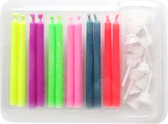 TORO birthday candles with holders and colored flame, 12+12 pcs