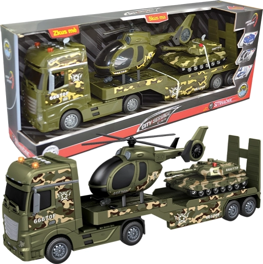 Military Tractor with Helicopter and Tank 1:12 CITY SERVICE CAR