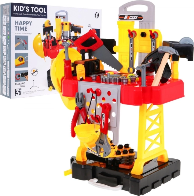 Kids' 3‑in‑1 Tool Set – Toolbox, Workbench and Site Manager Costume, 85 pcs