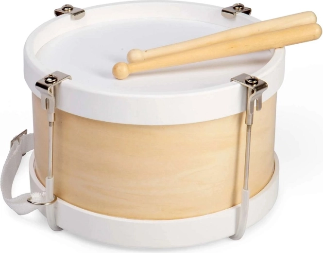 Wooden drum with strap – natural