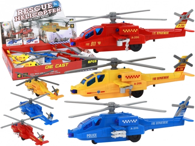Mänguhelikopter vedrumehhanismi ning valgus- ja heliefektidega