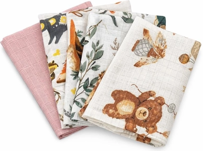 Puuvillased mähkmed trükiga NEW BABY 60 × 80 cm, tüdrukute, 5 tk