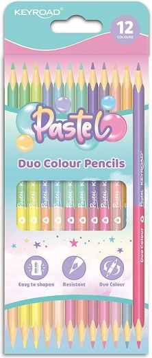 Keyroad Duo Pastel Triangular Colored Pencils, 12 pcs