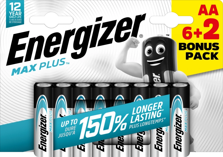 Energizer Max Plus AA Alkaline Batteries 6+2 pcs
