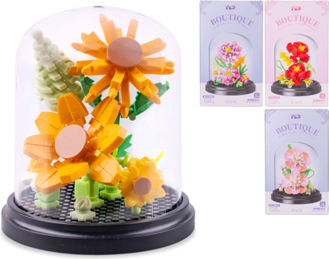 Flower Building Kit 224–229 Pieces with Dust Cover
