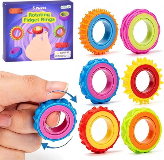 Pöörlevad sensoorse fidget-sõrmused – komplekt 6 tk