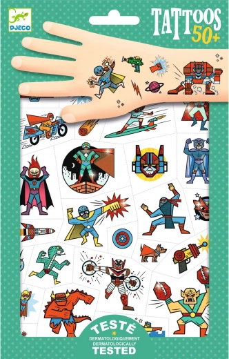 Metallic Tattoos Superheroes DJECO