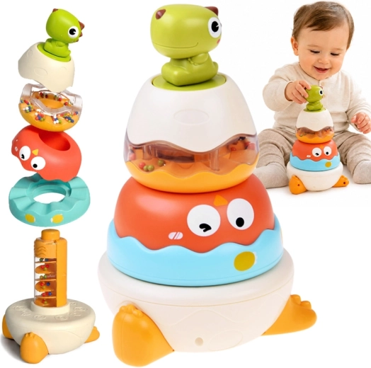 Sensory Tower Dino Pyramid – stacking rattle