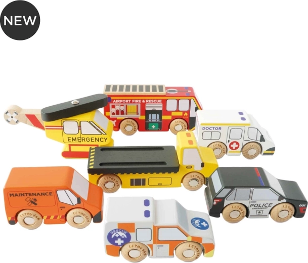 Le Toy Van päästesõidukite komplekt helikopteriga