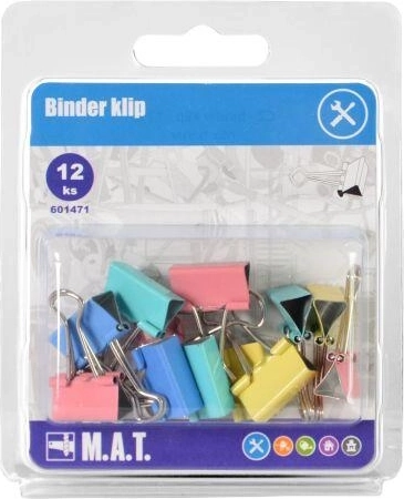 Binder Office Clips – mixed colors, 12 pcs
