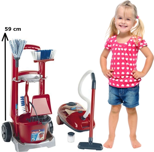 Kleini Vileda Junior laste koristuskäru koos tolmuimejaga