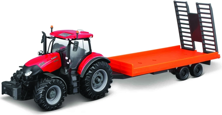 Bburago farm tractor with trailer 10 cm – CASE IH Optum CVX 300 with low loader