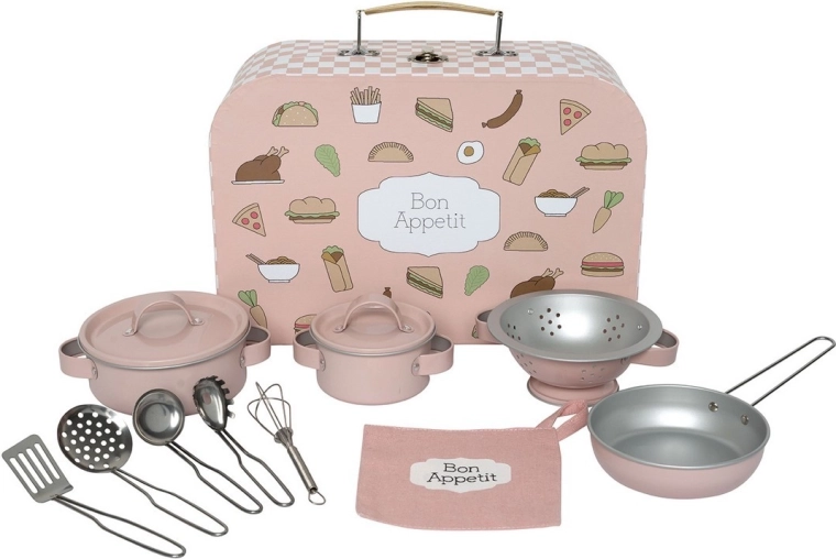 Jabadabado children's kitchen cookware set in a suitcase, pink - 1 piece