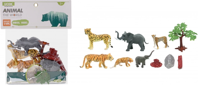 Set of Wild Animal Figures, 6 pcs, 10 cm