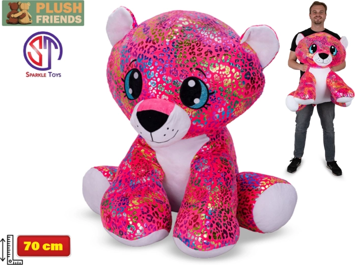 Plüüsleopard vikerkaareläikega 70 cm – Plush Friends Star Sparkle
