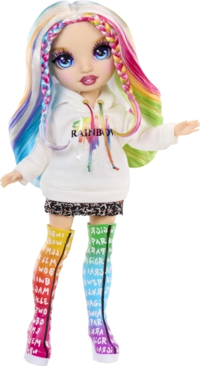 Liigendnukk vikerkaarevärviliste juustega