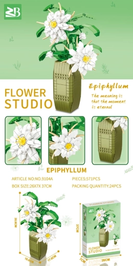 Building Set White Flowers 571 Pieces