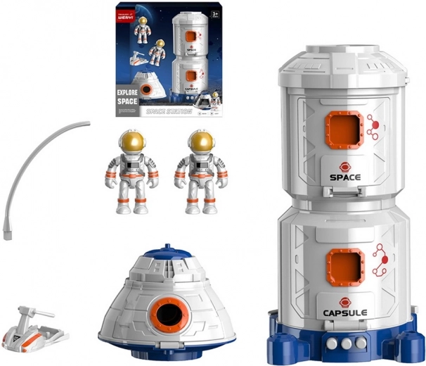 Interactive Toy Space Station with Astronauts and Shuttle