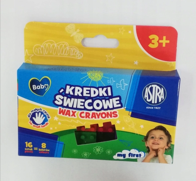 ASTRA BABY Crayons, block shape, 16 pcs (8 colors)