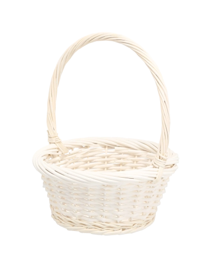 Valge rotangist korv sangaga 25 × 25 × 12/31 cm