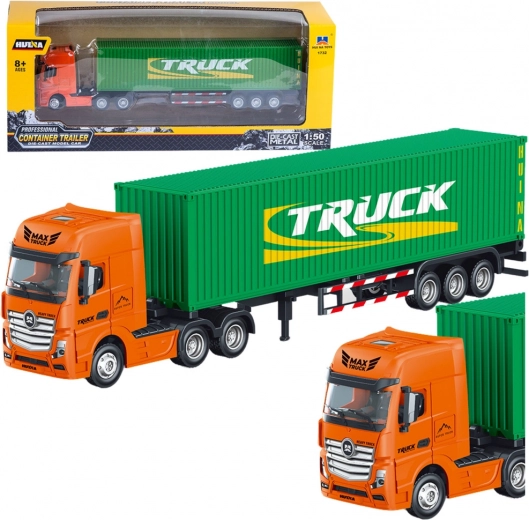Truck with Container Trailer Huina Green 1:50