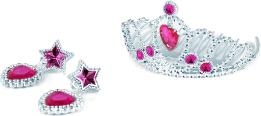 Pink princess crown with earrings
