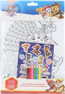 Paw Patrol Coloring Pages with Colored Pencils and Stickers