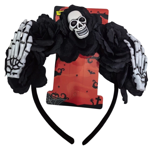 Halloweeni peavõru kolju ja roosidega