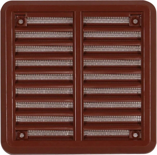 Ventilatsioonirest koos putukavõrguga, pruun, 100 × 100 mm