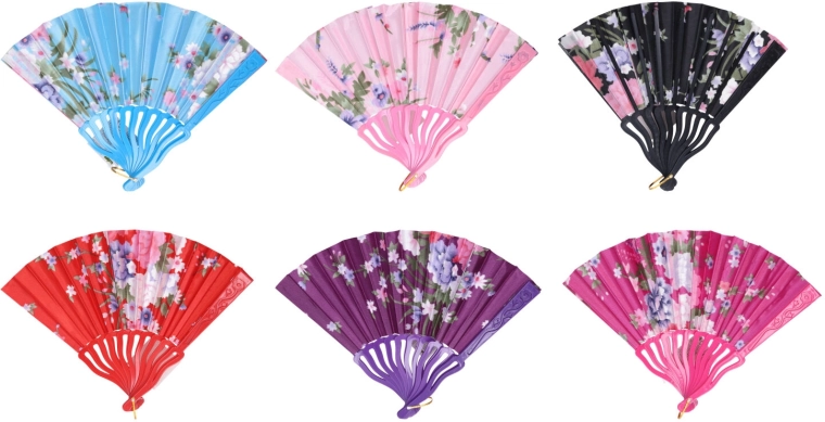 Folding fan, assorted colors - 1 piece