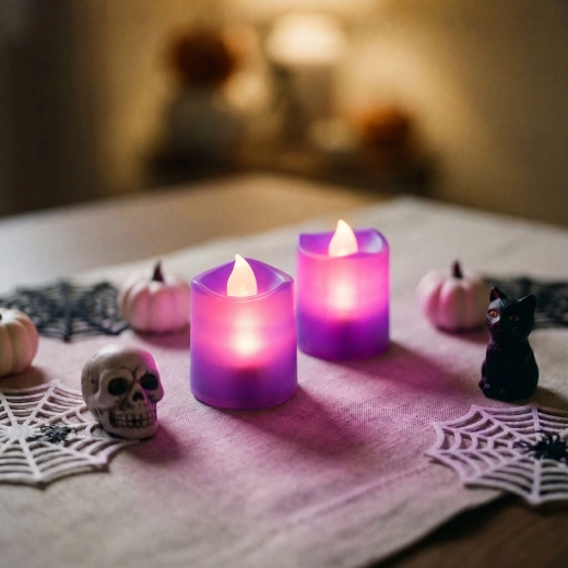 Halloween LED Candles, Purple, 2 pcs