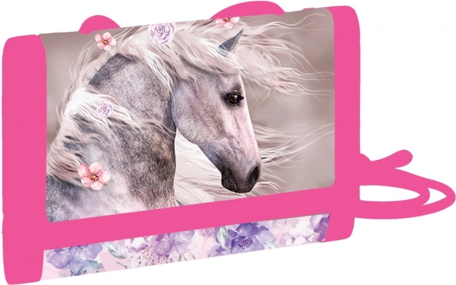 Kids' fabric wallet with horse motif