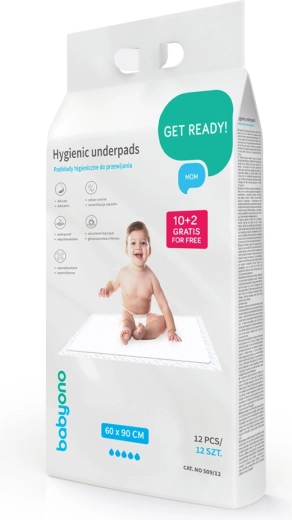 Disposable changing pads BABYONO 60 × 90 cm, 12 pcs
